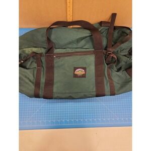 Camp Inn Green Canvas Duffle Bag Travel Gym Carry On Luggage Zippered USA Made